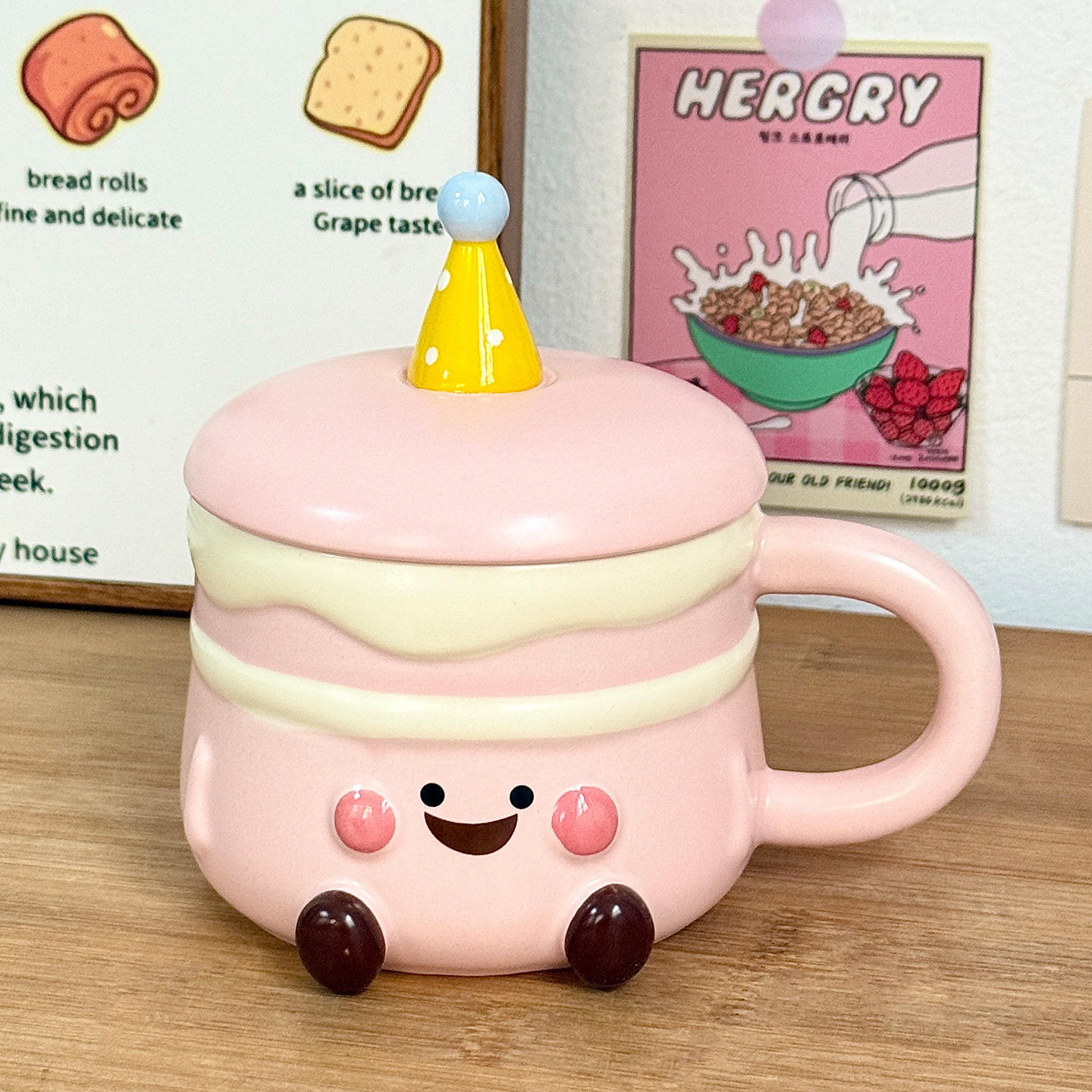 [ฝาถ้วย] ตุ๊กตาเค้กสีชมพู