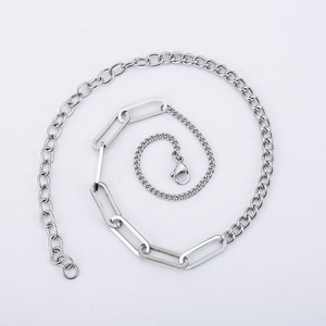 yunnique Geometric Multi <b>Chain</b> Spliced Necklace <b>Titanium</b> Steel Unisex Party Fashion Jewelry - Product Image 1