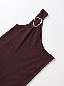 Robe midi moulante en maille tricotée avec accessoires métalliques sexy, nouvelle collection été 2025 pour femme 2756025 - Product Image 3