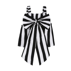 Girls Set Kids Big Bow Tops White Ripped <b>Jeans</b> 2pcs Summer Stripes Ribbon Fashion Pants Children's Clothes - Product Image 2