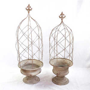 Bộ của 2 kim loại mộc mạc birdcage nhà máy phát triển chậu hoa với trellis sơn tĩnh điện kích thước lớn cho home & Garden khách sạn & Bonsai - Product Image 1