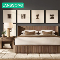Ensemble de mobilier de chambre d'hôtel de luxe cinq étoiles, lit en bois pour villa, chambre de villégiature, lit rembourré de luxe, ensemble de lit double pour chambre.
