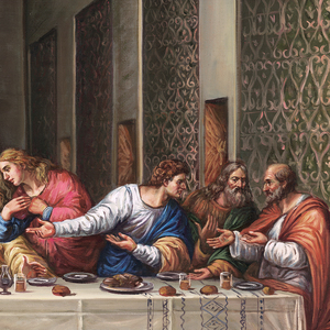 Reproduction artisanale antique de l'Ultima Cena sur toile, peinture à l'huile BCLDV-001 - Product Image 4