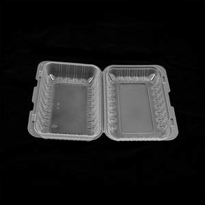 Tiya Disposable <b>Plastic</b> Heat Resistant Food Storage <b>Containers</b> <b>Clear</b> 3-Compartment Square Hinged Food <b>Container</b> - Product Image 2