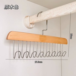Percha de madera para ropa de 27,5 cm con ganchos metálicos para pantalones, ropa interior, chalecos, organizador de almacenamiento, tipo gancho, color madera natural - Product Image 1