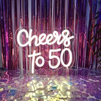50 yıl için Cheers Neon burcu LED duvar dekor yıldönümü doğum günü partisi ev oturma odası Bar Pub restoran kutlama