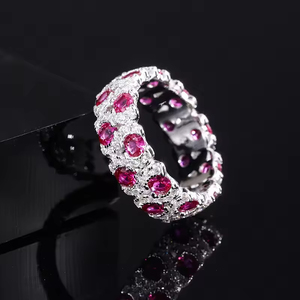 Di alta qualità alla moda Hip Hop rodiato colorato pieno di Bling zircone cubico diamante 925 argento gemma anello per donna - Product Image 2
