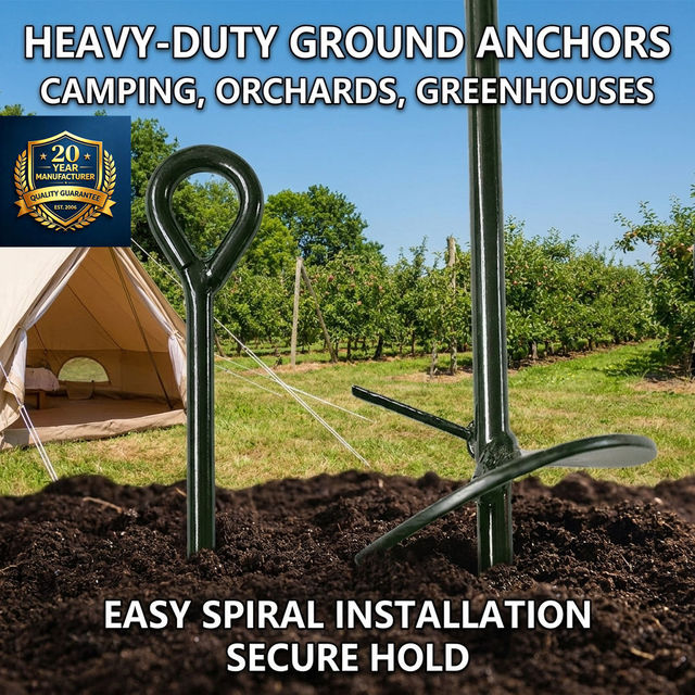 Modern Durable Powder Coated Manual Earth Auger Anchor with Customizable Length for Greenhouse and Garden Use