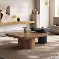 Table basse ronde en bois noir Wabi Sabi pour hôtel et salon