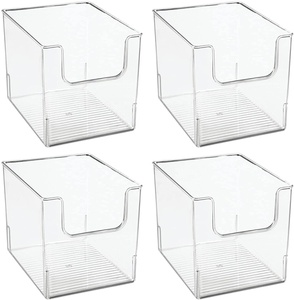 Modern Stackable Plastic Open Front Dip Storage Organizer Bin Basket for Kitchen Organization
