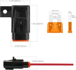 Set of 4 Waterproof In-Line Fuse Holder Blade Style ATO/ATC Holder 30A 12A Gauge Wiring Harness with Cover for Automotive Marine