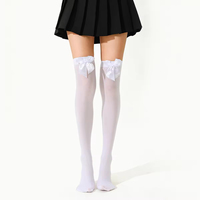 Bas pour femmes en dentelle sexy à nœud, très vendus, de haute qualité, chaussettes cuissardes, bas opaques élastiques unis