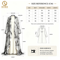 Fabricant de vêtements musulmans en marque blanche, ODM personnalisé, robe Abaya ouverte tie-dye en tissu texturé, tenue modeste contemporaine