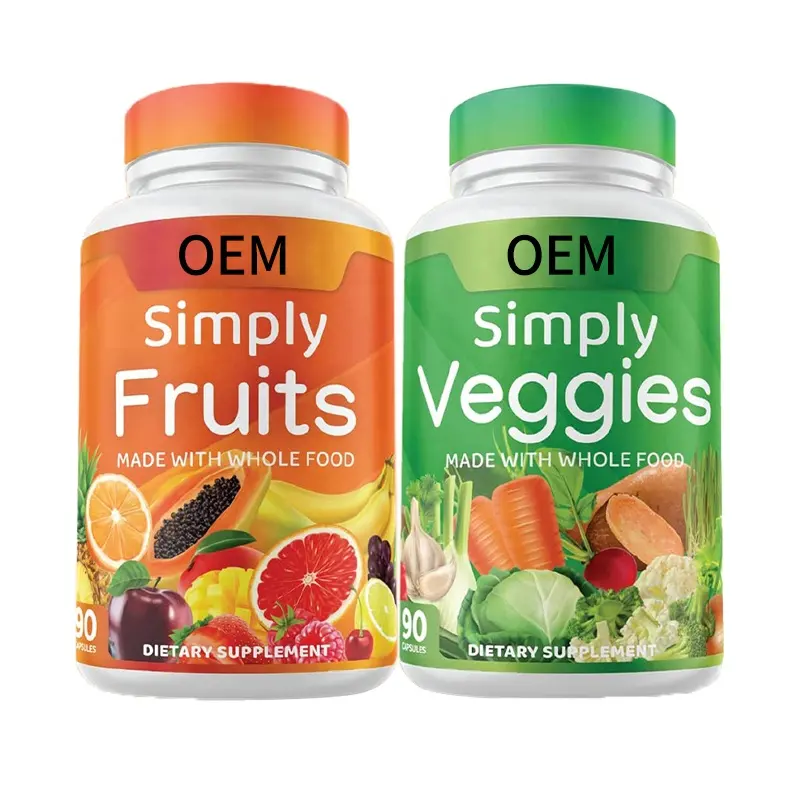 Fruits et légumes Suppléments Capsule Vitamines Minéraux Soutient les niveaux d'énergie et la santé immunitaire Capsules de fruits et légumes