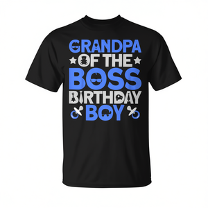 Camiseta Grandpa Of The Boss Birthday Boy, color negro, unisex para adultos - Product Image 2