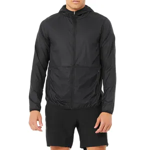 Custom Logo Outdoor Sports Wear Apparel Zip Up Waterproof Men Workout Gym Solid Color Windbreaker Jacket