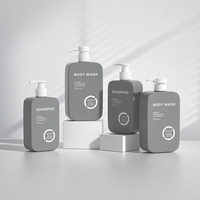 Prix d'usine – Bouteille de shampoing carrée verte/grise de 16 oz (350 ml/500 ml) avec pompe pulvérisatrice personnalisée en PE pour soins de la peau