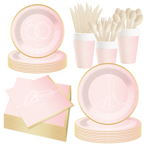 ชุดจานชามกระดาษลายรุ้ง DAMAI สำหรับงานแต่งงานและงานวันเกิด บรรจุ 8 ชิ้น - Product Image 2