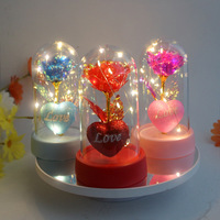 Ornamen Bunga Mawar Emas Akrilik Plastik Mini Modern Bercahaya, Hadiah Kreatif untuk Hari Valentine, Hari Guru, Hari Tanabata