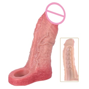 OS-ADL5087 Housse de pénis texturée intérieure épaisse en silicone souple, gaine de pénis, agrandisseur de pénis réaliste, préservatif réutilisable pour adultes 18+ - Product Image 1