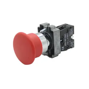 NIN-Interruptor de botón de parada de emergencia para circuito de control industrial, pulsador de alta calidad de xb2-bc42, 40mm, Metal, NC, seta roja