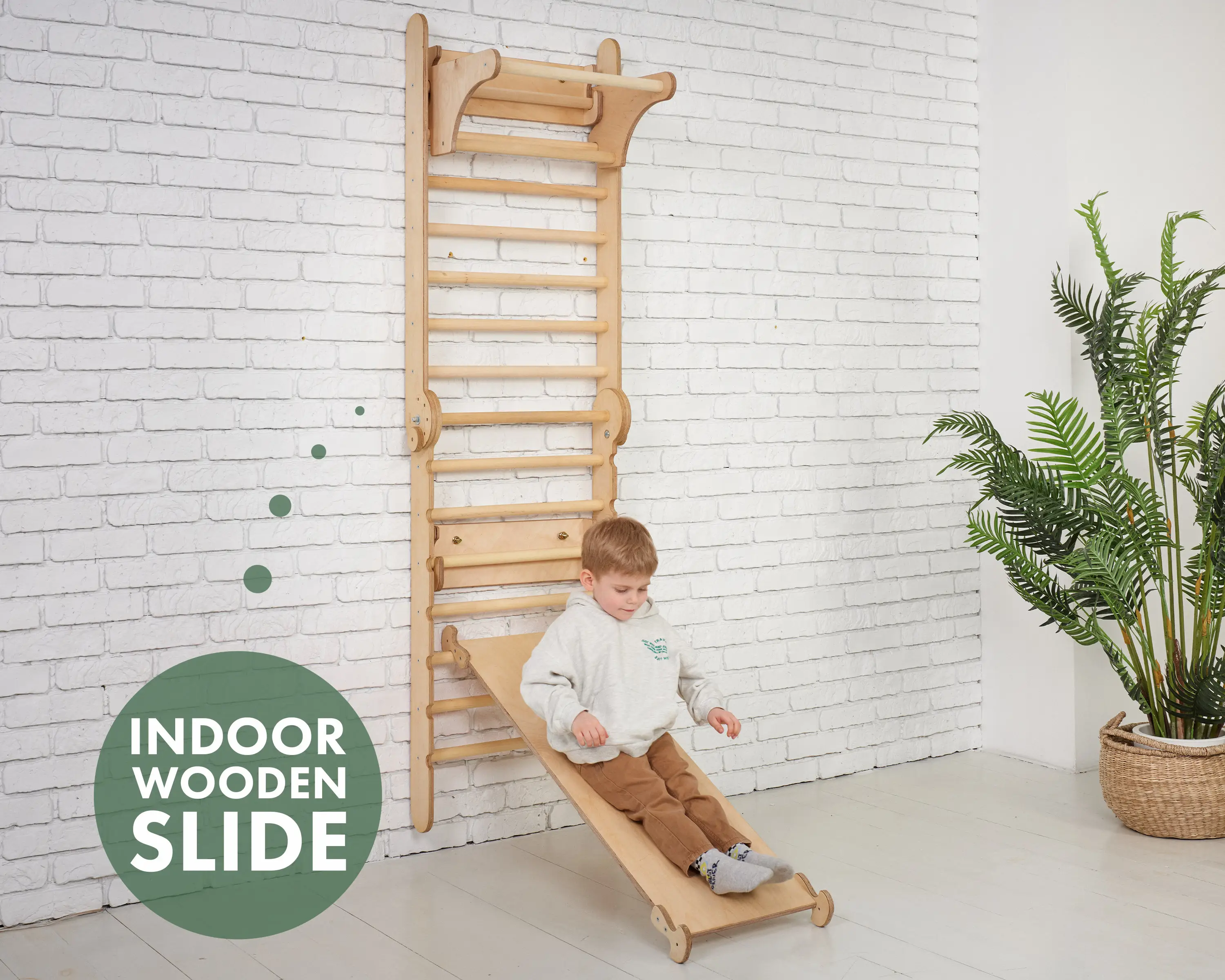 बच्चों के कमरे के लिए उच्च गुणवत्ता वाला लकड़ी का क्लाइंबिंग सेट इनडोर खेल का मैदान