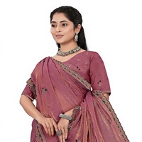 Saree Satin Fandy Desainer India untuk Wanita, Desain Patola yang Indah, Gaya Tradisional untuk Pesta Pernikahan dan Diwali