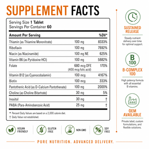 Tabletas de <span class=keywords><strong>Complejo</strong></span> Vitamínico <span class=keywords><strong>B</strong></span> de Liberación Sostenida, Suplemento Nutricional Diario con Vitaminas <span class=keywords><strong>B</strong></span> Esenciales <span class=keywords><strong>para</strong></span> Venta al Por Mayor de Marca Privada - Product Image 3