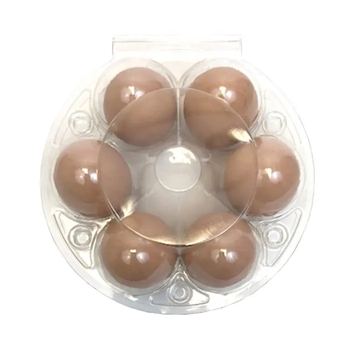 Scatola di imballaggio per uova in plastica riutilizzabile trasparente rotonda personalizzata a 6 scomparti
