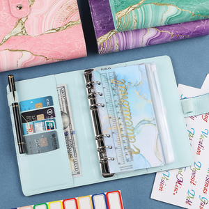 Vente en gros de classeur de luxe en cuir Pu avec 6 anneaux A6 avec enveloppes à fermeture éclair - Product Image 4