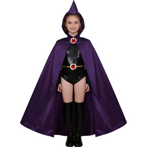 Disfraz de cosplay de Raven para niñas de 8 a 13 años, traje de actuación en escenario de personaje de anime de Teen Titans con capa y botas - Product Image 1