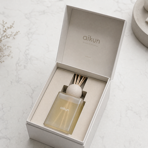 Aikun Oversized Capacity Extended Diffusion Flame Free Frosted Glass <b>Reed</b> <b>Diffuser</b> Gift Set with Decorative Stone for Home Decor - Product Image 1