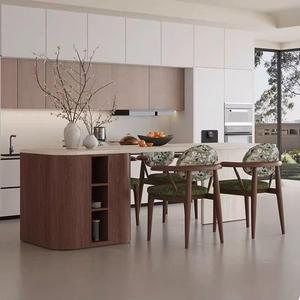 Chaise de salle à manger en bois massif, dossier design, style vintage Chandigarh français, rétro, pour restaurant - Product Image 4