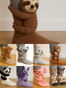Vente chaude Chaussettes en peluche d'animaux au crochet 3D Chaussettes parent-enfant pour enfants et adultes Chaussettes d'hiver au crochet Vente en gros en vrac Livraison directe - Product Image 2