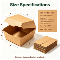 Boîte à emporter pour hamburgers en papier kraft personnalisé, acceptation des commandes d'échantillons, boîte en carton recyclable pour emballage de restauration rapide