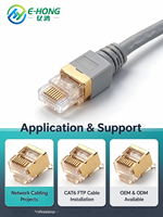 Connecteur modulaire RJ45 8P8C CAT6 FTP à corps court, blindage doré avec support rabattable pour câble réseau blindé CAT6 FTP