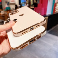 Coque de téléphone TPU souple plaquée or pour iPhone 16 Pro Max conception coeur d'amour coque de téléphone portable plaquée emballage de sac OPP