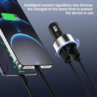 Chargeur de voiture USB double 3.1A à charge rapide, allume-cigare, adaptateur secteur de voiture 2 ports USB avec écran LCD pour iPhone