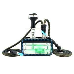 Cachimba con forma acrílica de tanque de diseño único en venta de fábrica con luz Led, juego de Cachimba de doble tubo de alta calidad - Product Image 4