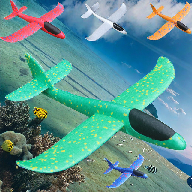 Luminous 38cm 48Epp Double-Hole Swing Foam Ejection Gliding Flight DIY Outdoor Toy for Kids Hand-Thrown Aircraft Design