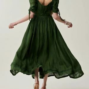 Nouvelle arrivée, robe d'automne décontractée de haute qualité, robe en lin à manches courtes, robe corset, robe maxi modeste - Product Image 3