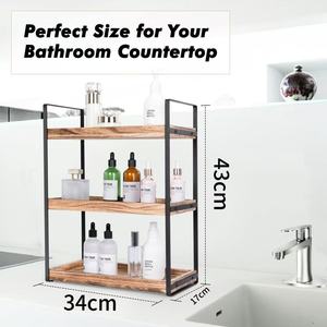Wooden <b>Storage</b> <b>Rack</b> 2 Tier Desktop Organizer For Bathroom Toiletries And <b>Kitchen</b> Spices Multifunctional Standing Type - Product Image 5