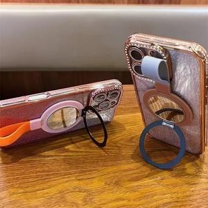 Nueva Funda Magnética para Teléfono con Brillantina y Diamantes de Imitación, Soporte Giratorio de 360 Grados, Cubierta con Espejo para iPhone 16 15 14 13 12 11 ProMax - Product Image 2