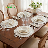 Sous-plats ronds à volants en polyester 100 % vierge pour sublimation, 16 pouces, imitation lin, décoratifs pour fêtes et tables à manger