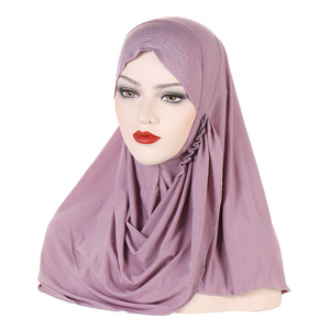 CCY Hijab facile à porter pour femme musulmane Hijab instantané couleur unie islamique moyen-orient Turban Hijabs avec strass - Product Image 6