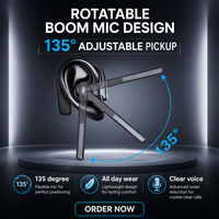 Auriculares Bluetooth A6 de una sola oreja con micrófono de brazo, IPX6, inalámbricos, con estuche de carga con pantalla digital