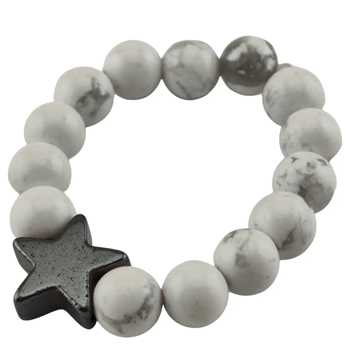 Mode naturel Howlite pierre perlée anneau étoile forme élastique réglable anneaux femme mariage fête anneau pour femmes filles bijoux