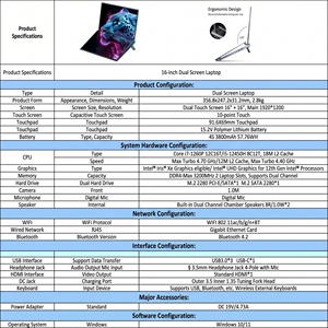 מחשב נייד CoreNest Flagship בגודל 16 אינץ' עם מסך מגע כפול, מעבד Intel Core דור 12, מסך FHD, גוף מתכת, מחשב נייד עסקי - Product Image 6