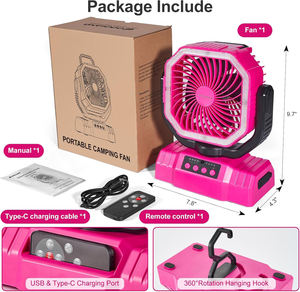 Rechargeable 20000mAh Outdoor Camping Fan Desk Table Fans with Power Bank LED <b>Light</b> USB Portable for Car Household RV - Product Image 2