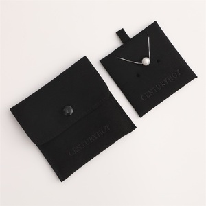 PUPPYSEW Black Microfiber Jewelry Bag With Logo High Quality Jewellery Pouch With Insert Gift Bag Velvet Pouch - Product Image 4
